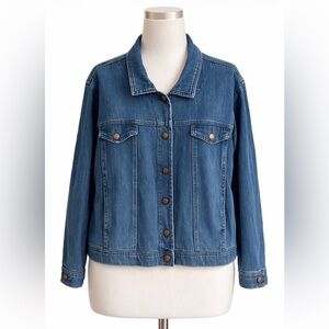 Coldwater Creek Tencel Denim Jacket Womens Blue Button Front Soft Lyocell 1X